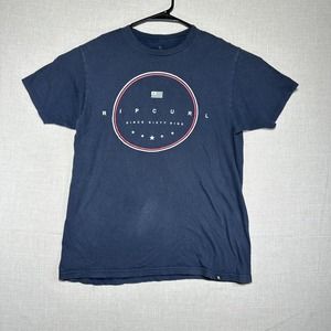 Rip Curl Mens Blue Graphic T Shirt - Standard Fit Short Sleeve - Size M